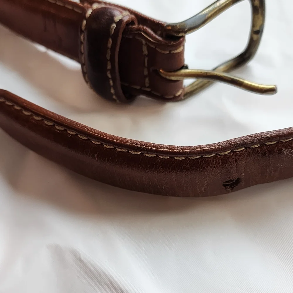 Polo Ralph Lauren Brown Tanned Leather Gold Tone Buckle Men’s Size 38